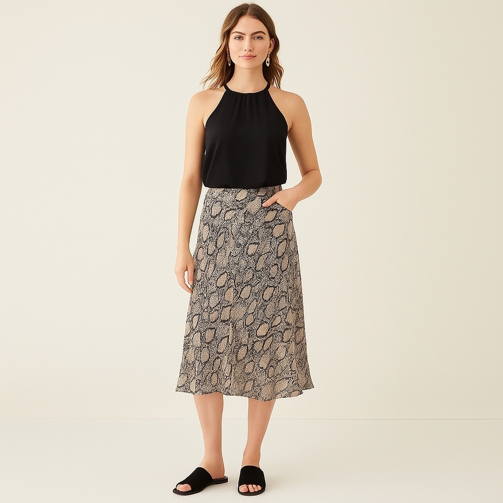 Nine West Gray Paisley Print Wrap Skirt High Low Hem Size M NWT